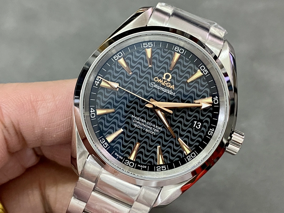 Original CBD Factory Omega Seamaster Aqua Terra 150M 41.5mm Black Wave Dial 18K Rose Gold Hands Stainless Steel Bracelet (231.10.42.21.01.006) 1:1 Super Clone – DD8500 Movement 251